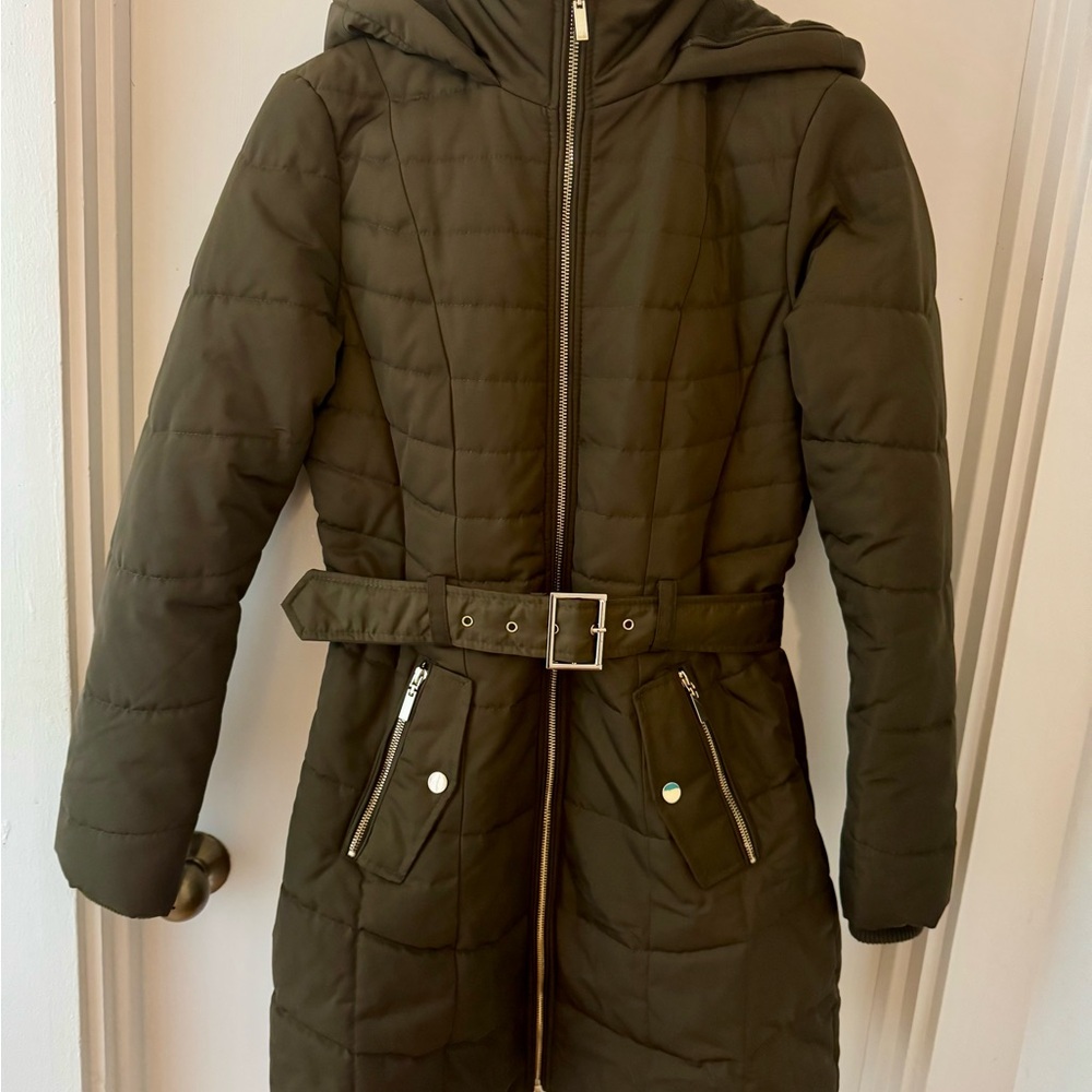 Karl Lagerfeld Olive Quilted Coat